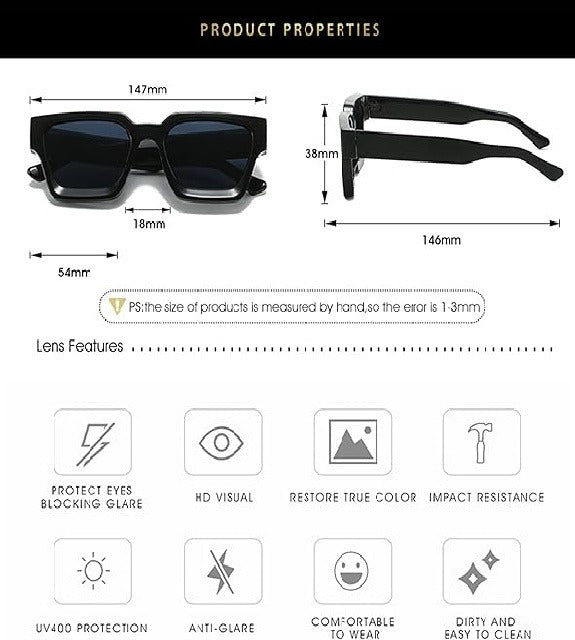 Rectangle Sunglasses for Men and Women Vintage Fashion