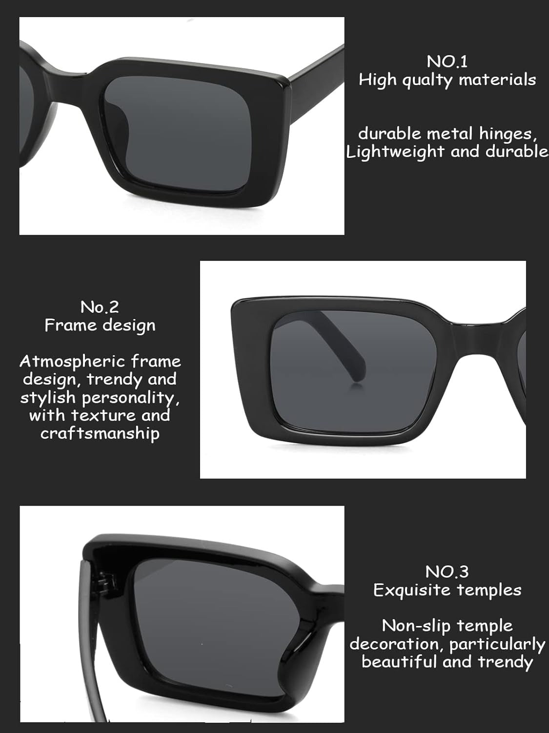Rectangle Sunglasses for Women Men Vintage Fashion Sun Glasses