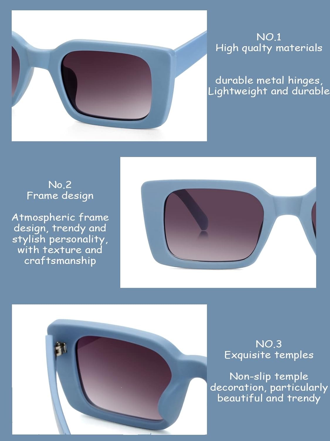 Rectangle Sunglasses for Women Men Vintage Fashion Sun Glasses